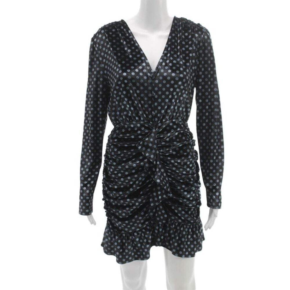 Endless Rose Women Black Silk Bodycon Dress V-Neck Long Sleeve Size S - Picture 1 of 6